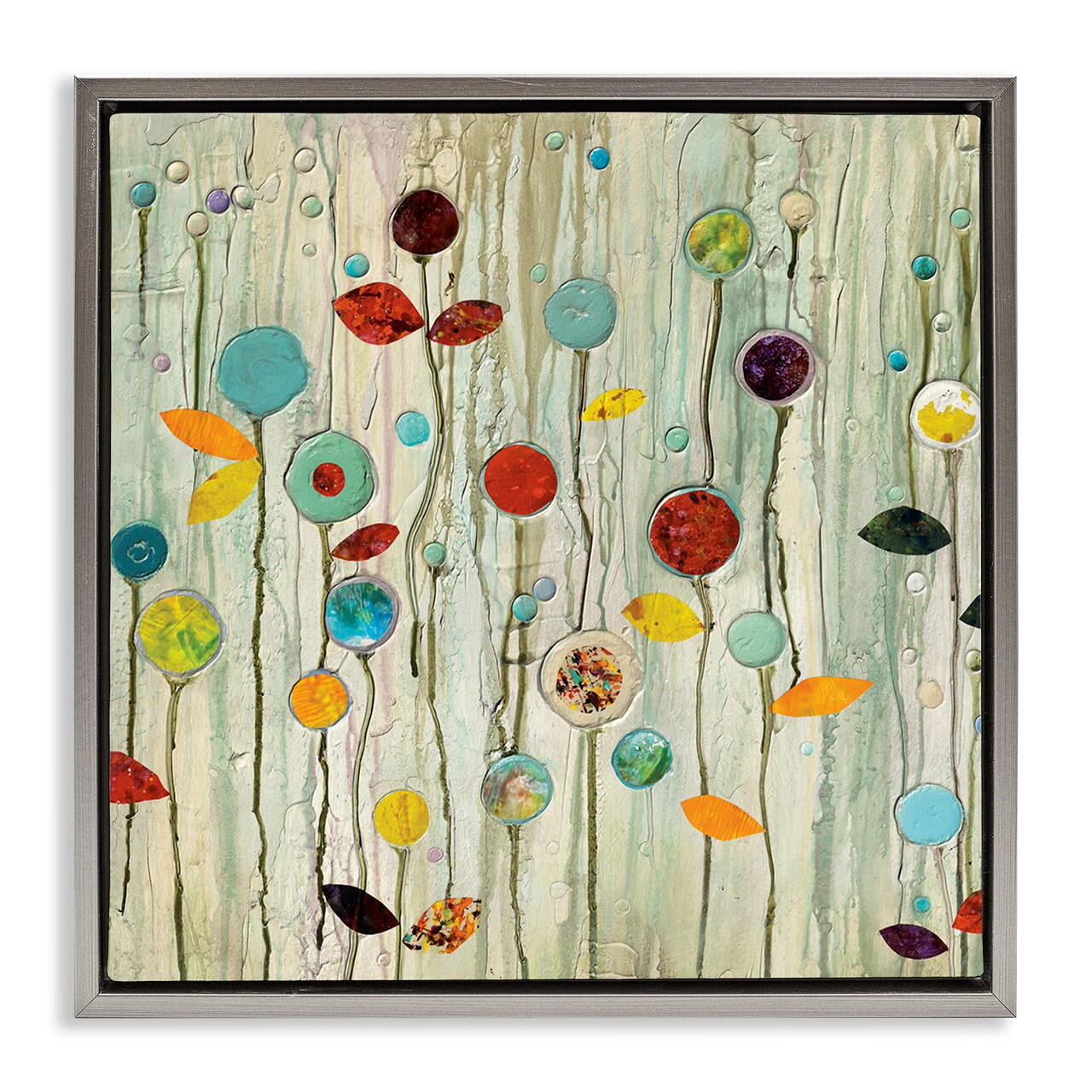Stupell Industries Abstract Whimsical Floral Scene Framed Floater Canvas Wall Art